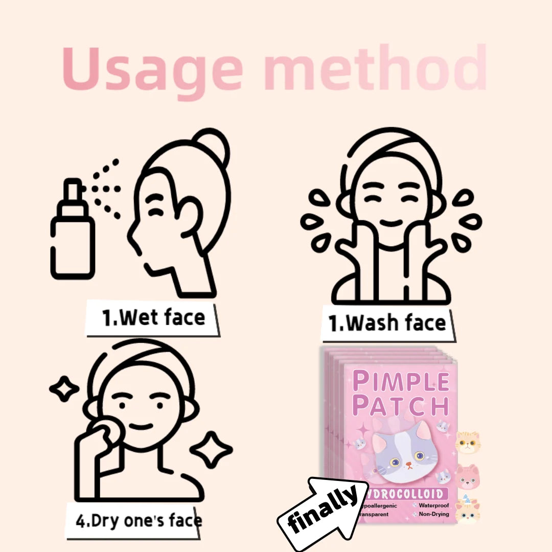 Salicylic Acid Acne Patches - Invisible & Cute Cat-Shaped Stickers to Fight Pimples and Soothe Skin Quake