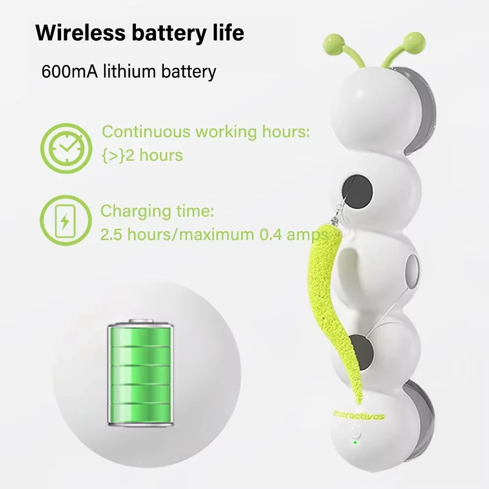 Caterpillar Interactive Cat Toy Motion Activated Wack A Worm Post Toy Rechargeable Automatic Teasing Cat Toy with Tail for Cats Quake