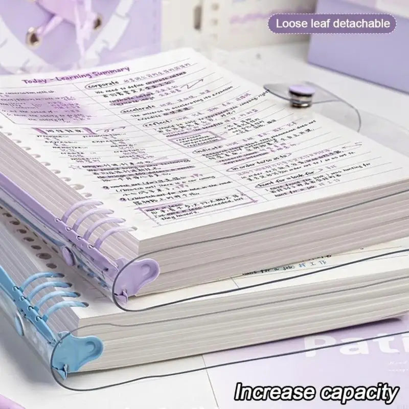 A 5 Loose-Leaf Lined Notebook Notepad with Refillable Rings Binding and Clear Cover for Class Note, Meetings and Study K1KF Quake