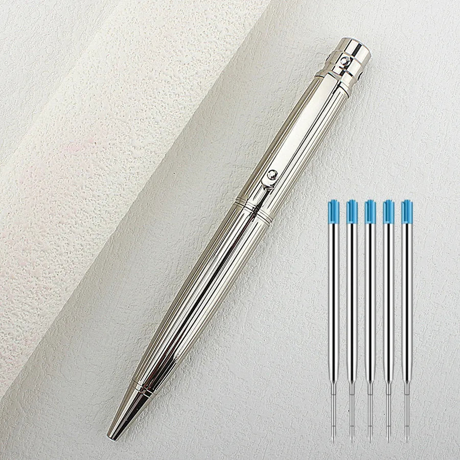 Elegant Vintage Rotating Metal Pen Smooth Blue Ink Writing High End Office Business Design with Pen Holder Quake 3010-7