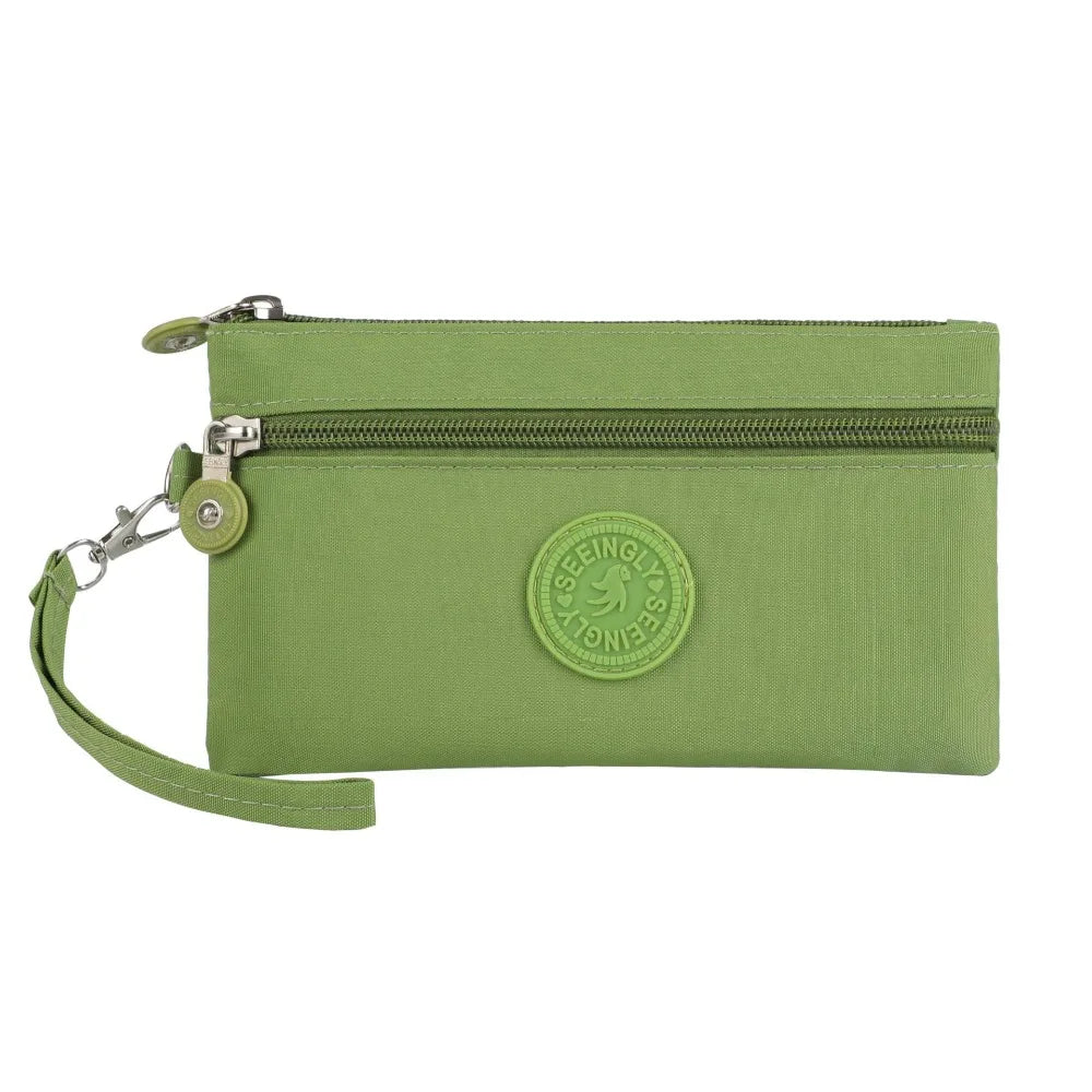 New Waterproof Women Wallet Wear-resistant Durable Coin Purse Portable Nylon Zipper Clutch Ladies Quake Grass Green