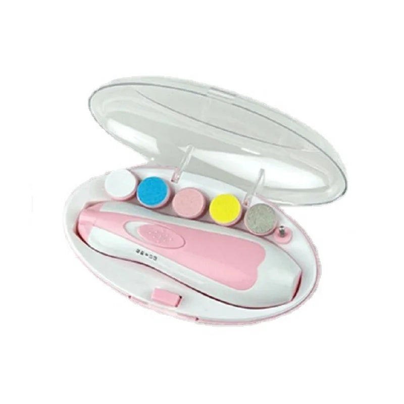 Manicure Suit Portable Six-in-one Multi-head Baby Nail Grinder Electric Anti-scratch Children Anti-meat Nail Clipping Quake B243 Pink