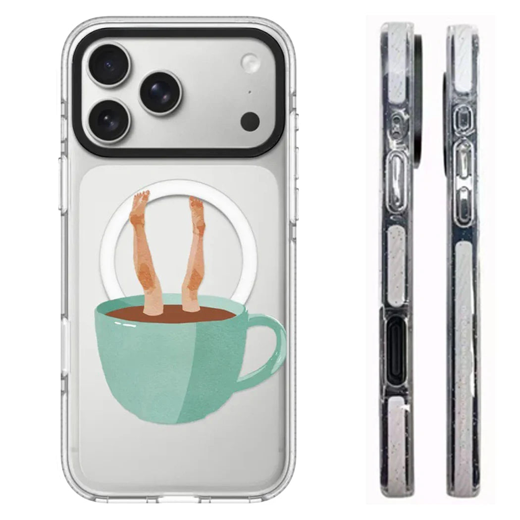 6090681 White Border Magnetic Phone Case Cover for IPhone 13 14 15 16 17 18 Pro Max Case Quake white (MagSafe) 2 iPhone 12 Pro
