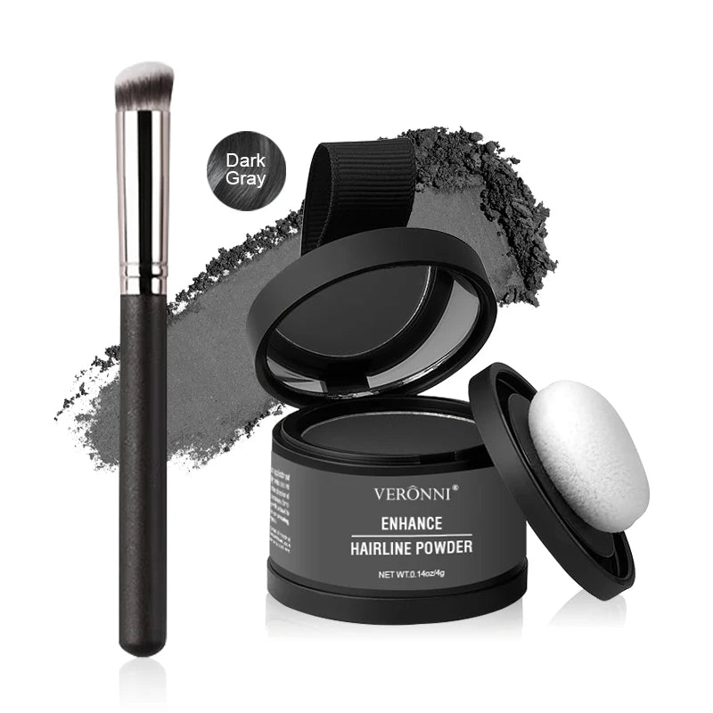 VERONNI Hairline Line Shadow Contouring Powder-Hair Repairing and Shadow Filling Powder Forehead Hairline Replacement Makeup Quake 07-Dark Gray