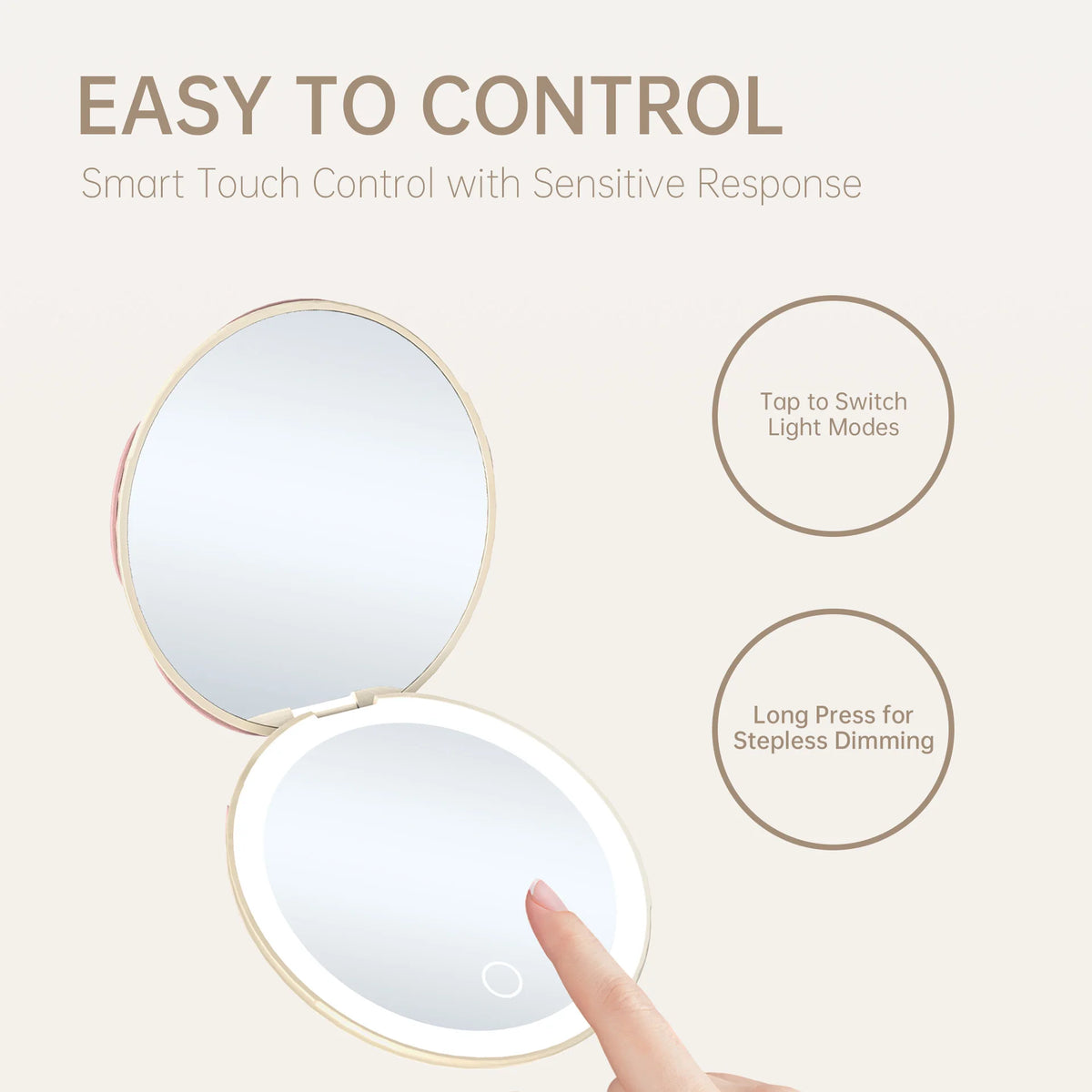 3 Colors LED Lighted Travel Makeup Mirror Foldable Rechargeable Compact Cosmetic Mirror Portable Tools Quake