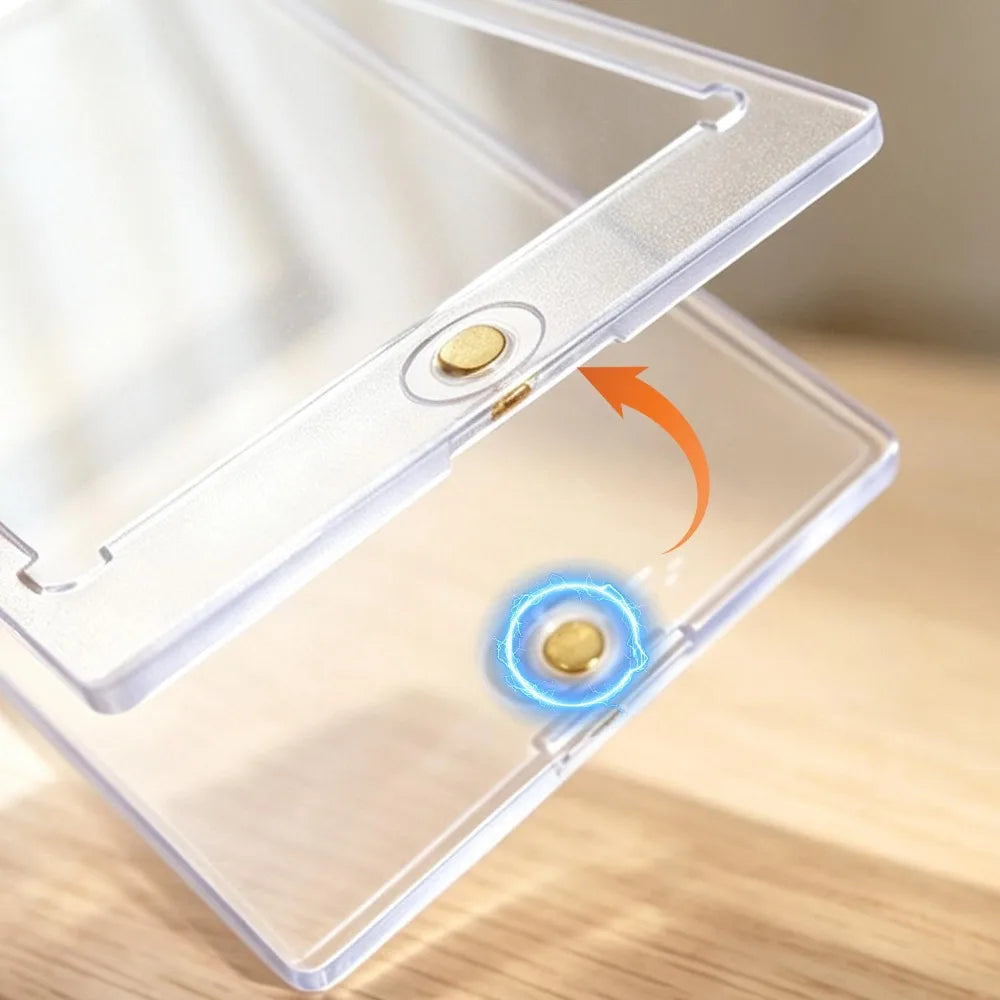 35PT Magnetic Card Holder Set Transparent Display Case for Baseball Card Trading Cards Hard Acrylic Protector Decorative Shelves Quake