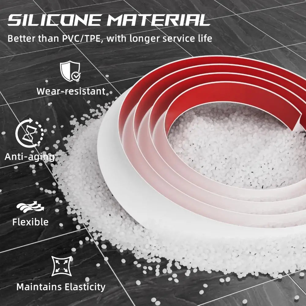 Durable Silicone Quarter Round Molding Trim Peel and Stick Flexible Shoe Molding 1/2/3 Meters Water Dam Barrier Floor Edge Quake