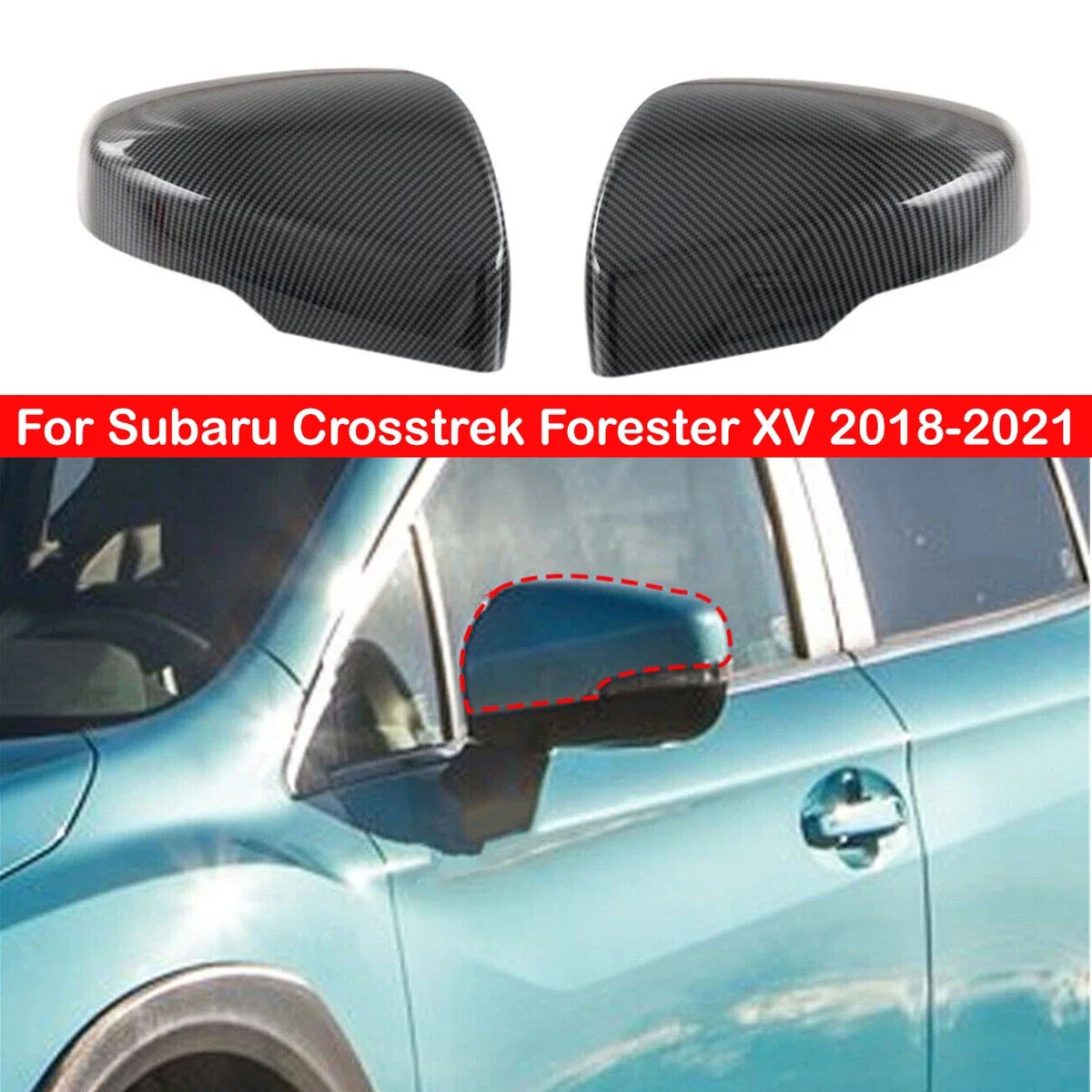 For Subaru Crosstrek Forester XV 2018-2021 Car Rearview Side Mirror Cover Wing Cap Sticker Exterior Door Case Trim Carbon Fiber Quake Default Title