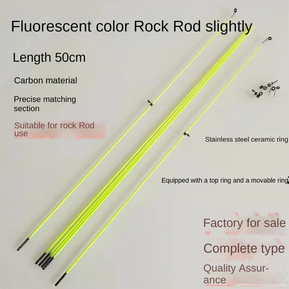 Hot With Top Ring Fishing Rod Tip Retractable 50cm Carbon Fiber Spinning Portable Fiberglass Fishing Pole Ice Fishing Quake