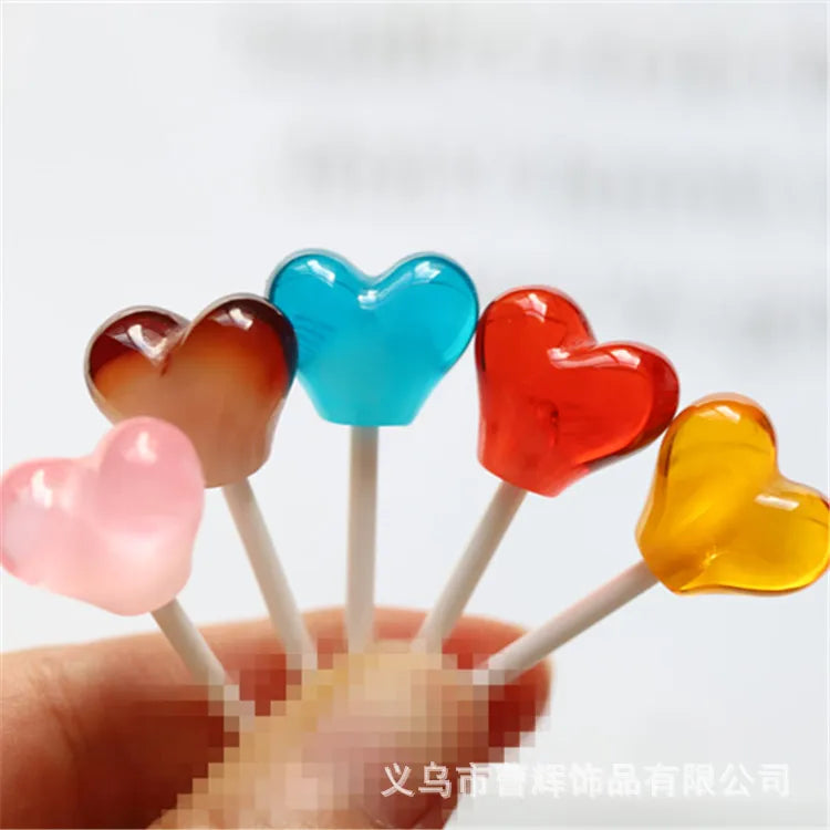 20Pcs Colorful Simulation Heart Lollipop Resin Charms for Jewelry Making Accessories DIY Pendants Earrings Keychain Decoration Quake