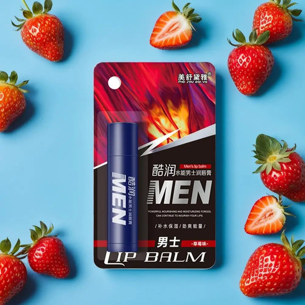 4 Flavors Hydrating Men's Lip Balm with Vitamin E, Mens Moisturizing Lip Balm Repairing Dry Cracked Lips Fade Lip Line Lips Care Quake