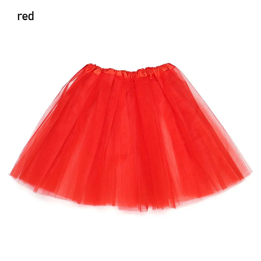 Adult Party Elastic Pleated Dance Puffy Skirts Lolita Petticoat Ballet Skirts Tutus Skirt Quake red One Size