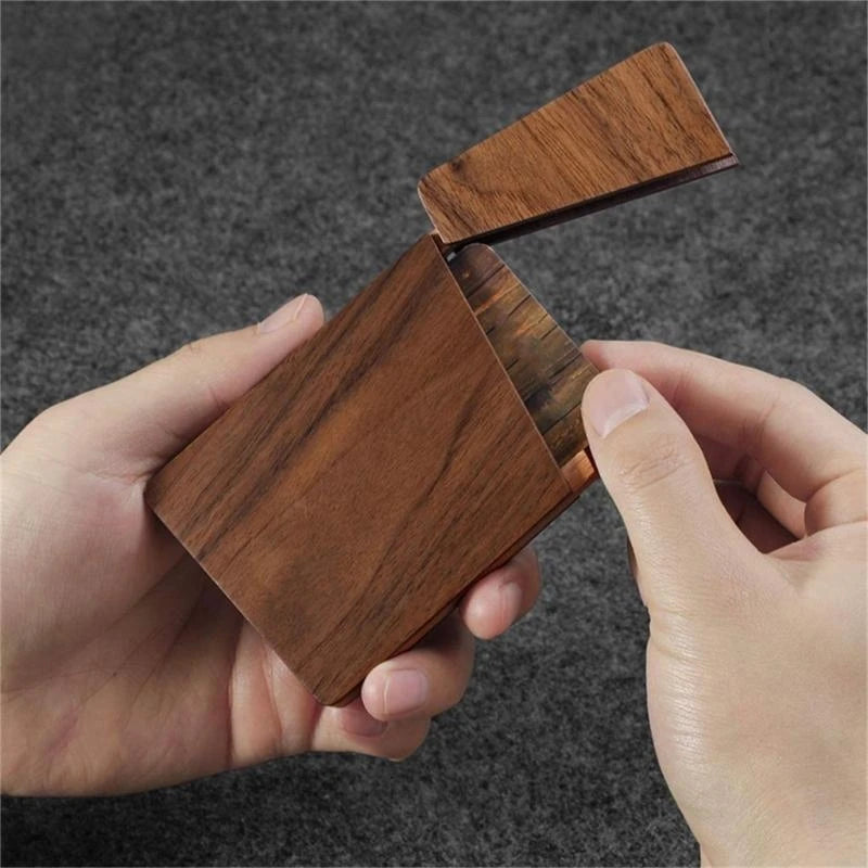 Professional Business Card Holder Hold 12-15 Card Wood Card Case Pocket Business Name Card Case Wood Card Holder K1KF Quake