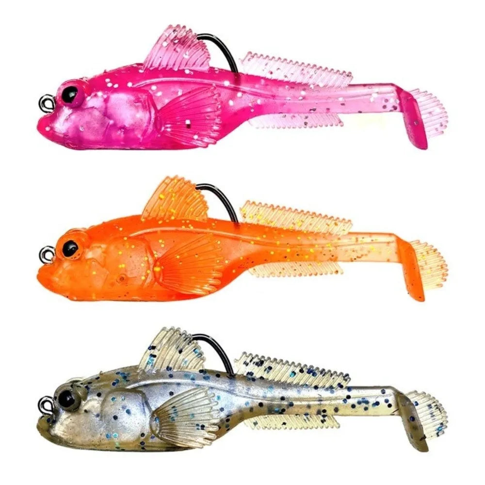 2pcs 9g Weight Silicone Goby Lure Jig Hook 12g Weight Sinking Soft Lure Perch Tackle Soft Material TPE Fishing Lure Bass Fishing Quake