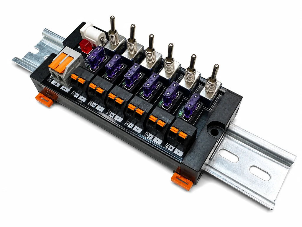 DC Power Distributor Module 2~16 Ways Toggle Switch Built-in Fuse LED Indicator Power Supply Splitter Quake