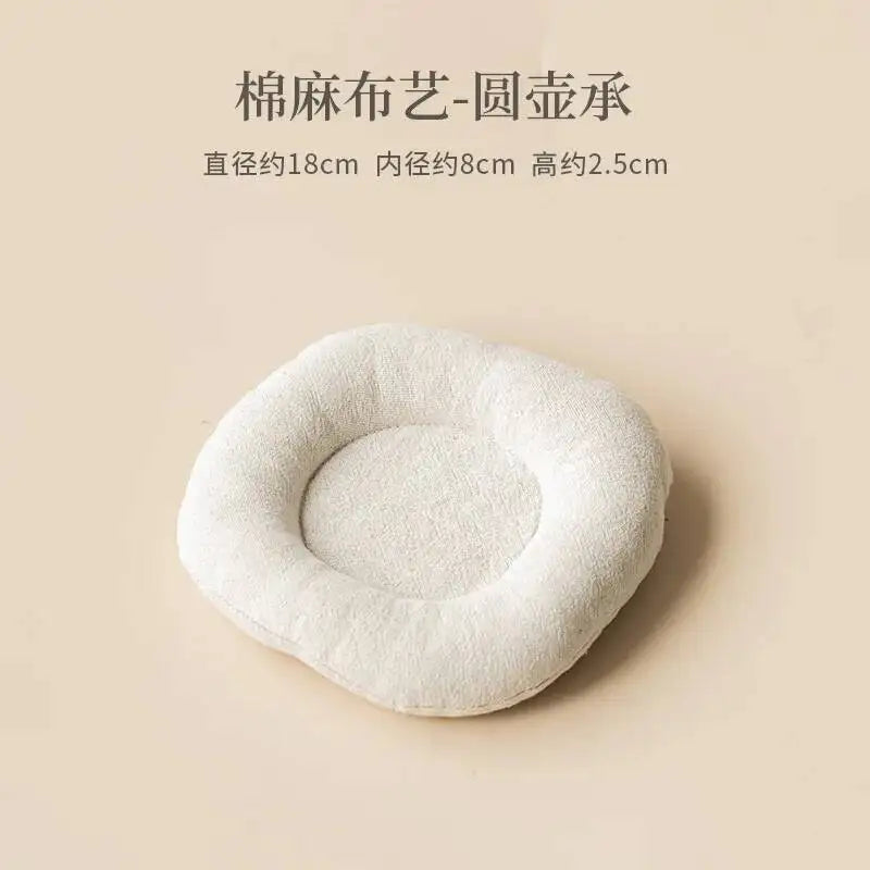 Plum Blossom Embroidery Brocade Tea Mat Household Tea Towel Tea Flag Mat Teapot Holder Heat Insulation Dry Bubble Mat Tea Mat Quake Round Teapot Holder