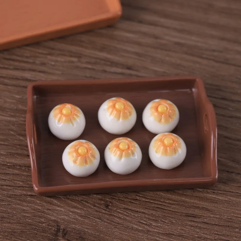 50Pcs Simulation Food Play Dumplings Steamed Bread Dessert Resin Cabochon Miniature Fake Food For Crafts DIY Dollhouse Accessory Quake No.6