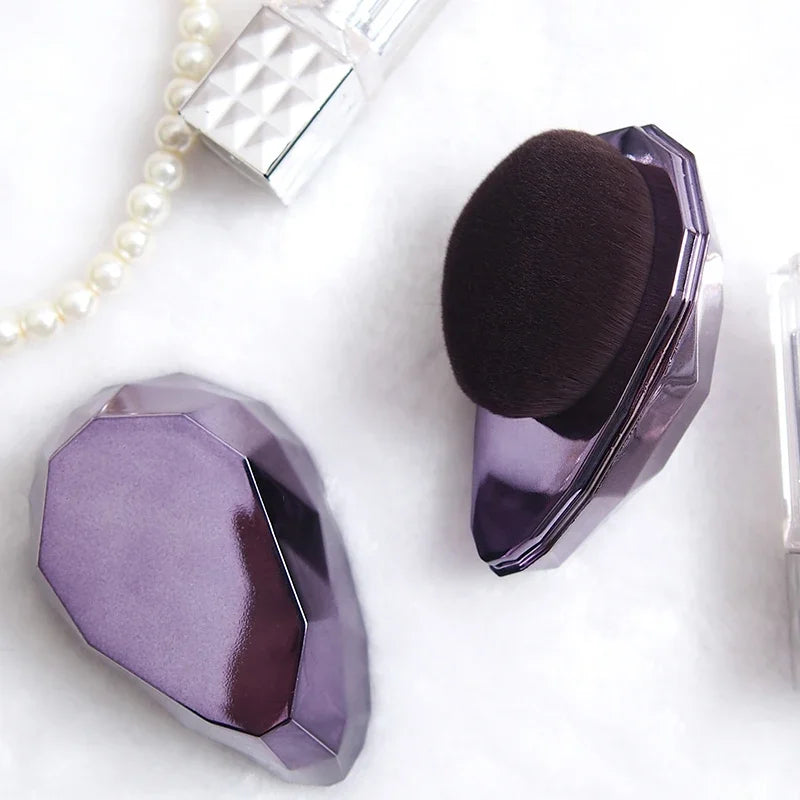 Purple Diamond Cut Liquid Foundation Brush Fine Soft Fiber Buffering Blush Brush Wet Dry Bronzer Contour Makeup Brush With Cover Quake
