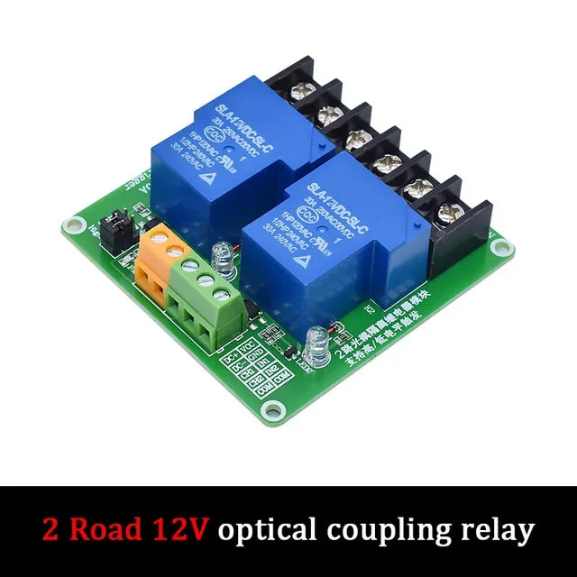 1 2 Channel Relay Module ONE TWO Channels 30A with Optocoupler Isolation 5V 12V 24V Supports High and Low Triger Trigger Quake 2 way 12V
