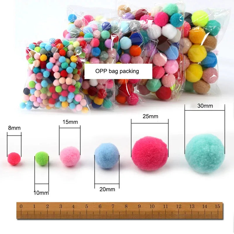 10mm 100/200/300pcs Colorful High-Elastic PomPom Balls - Cat Play Toy, Interactive Feline Enrichment & DIY Hobby Accessory Quake