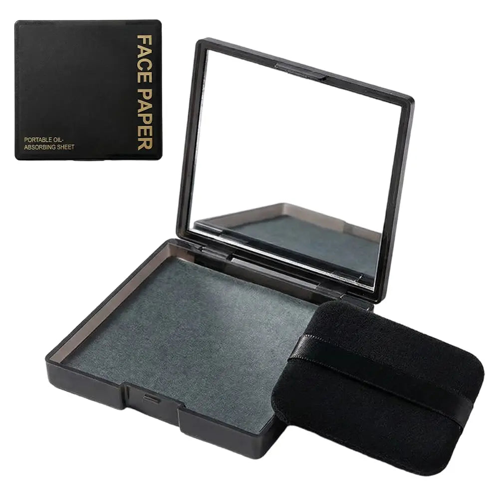 Oil Blotting Sheets for Face, Face Blotting Sheets for Oily Skin with Mirror & Makeup Puff, Oily Skin Blotting Paper for Women Quake