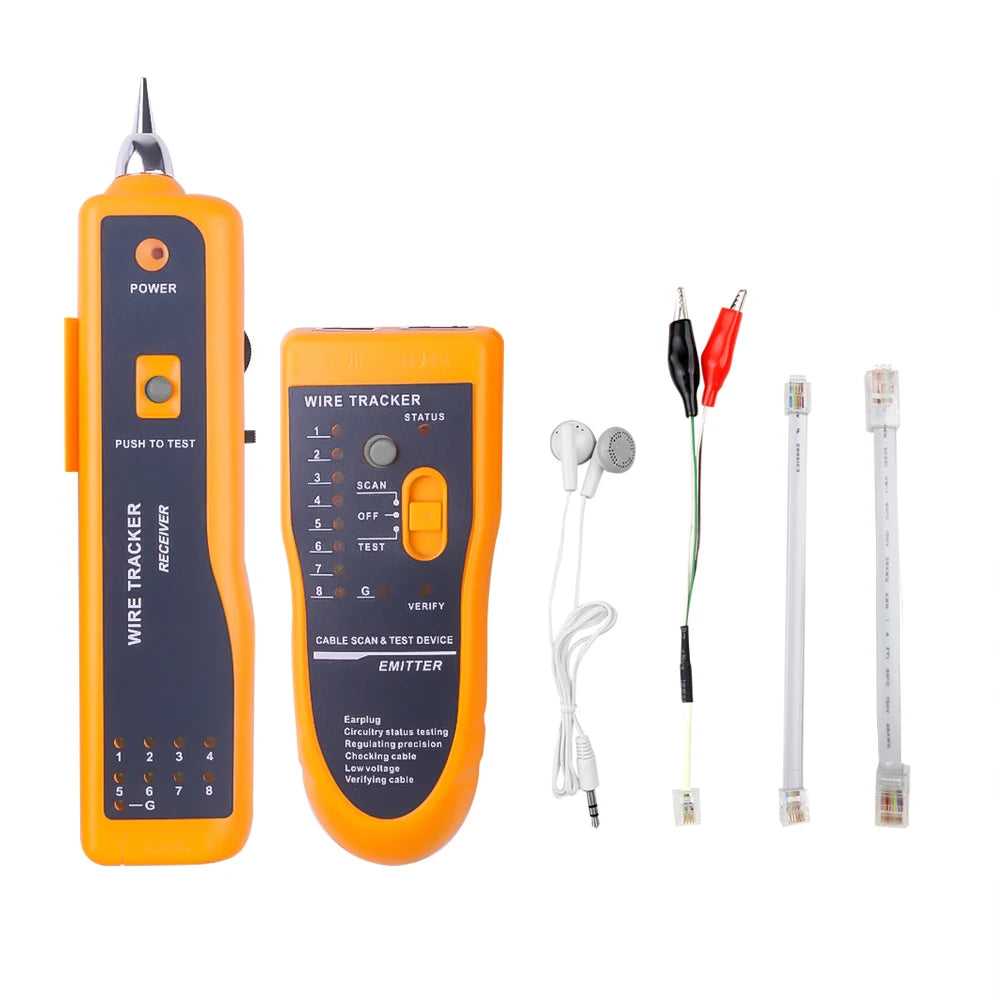 Network Cable Tester LAN Telephone Wire Tracker Diagnose Tone Tracer for STP UTP Cat5 Cat6 RJ45 RJ11 Detector Line Finder Quake YELLOW