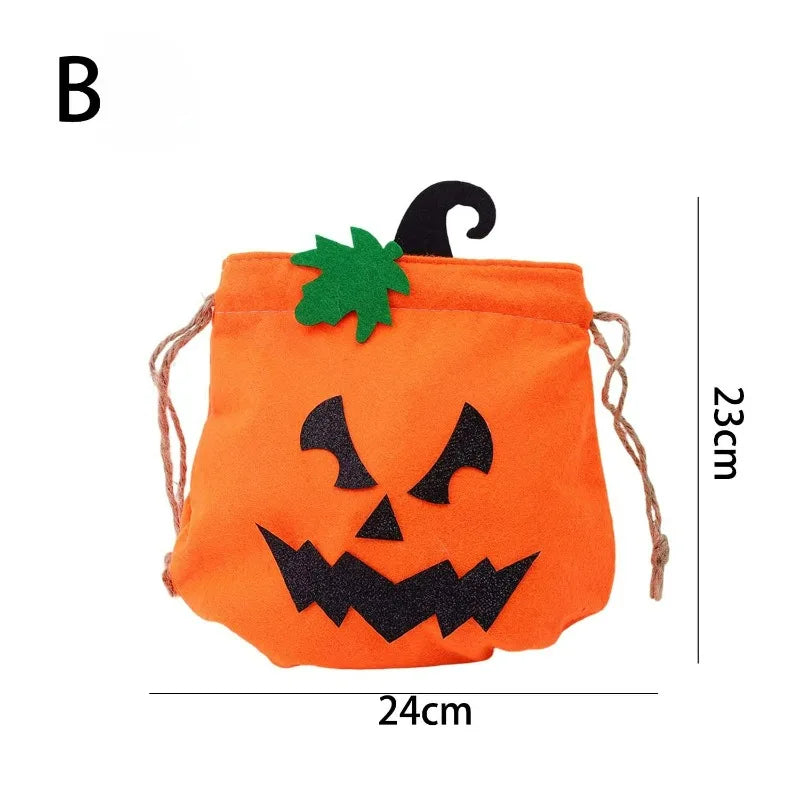 Halloween Pumpkin Ghost Face Tote Bags Children's Candy Gift Bag Large Drawstring Bag Storage Pouch Halloween Party Decoration Quake B 1PC