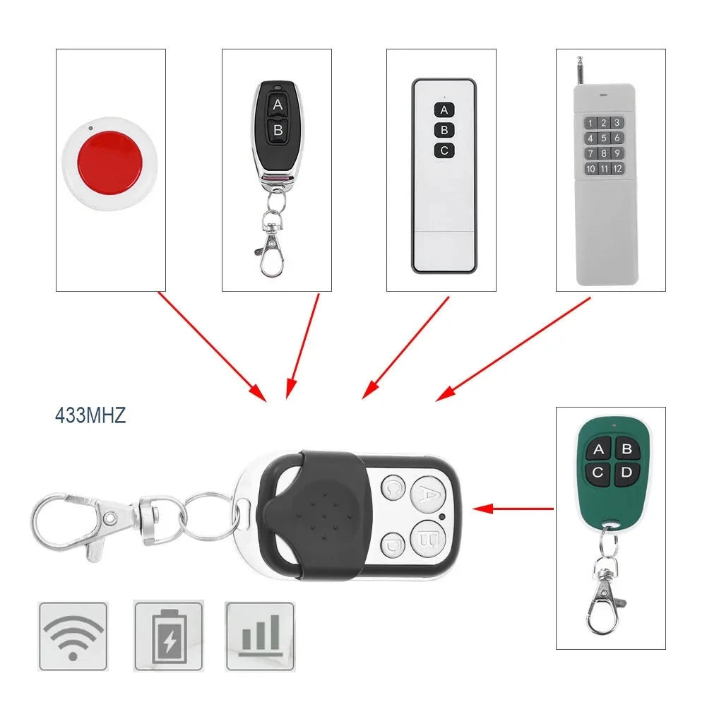 433MHz Remote Control Key Garage Door Copy Controller Electric Universal Gate Remote Control Duplicator Quake