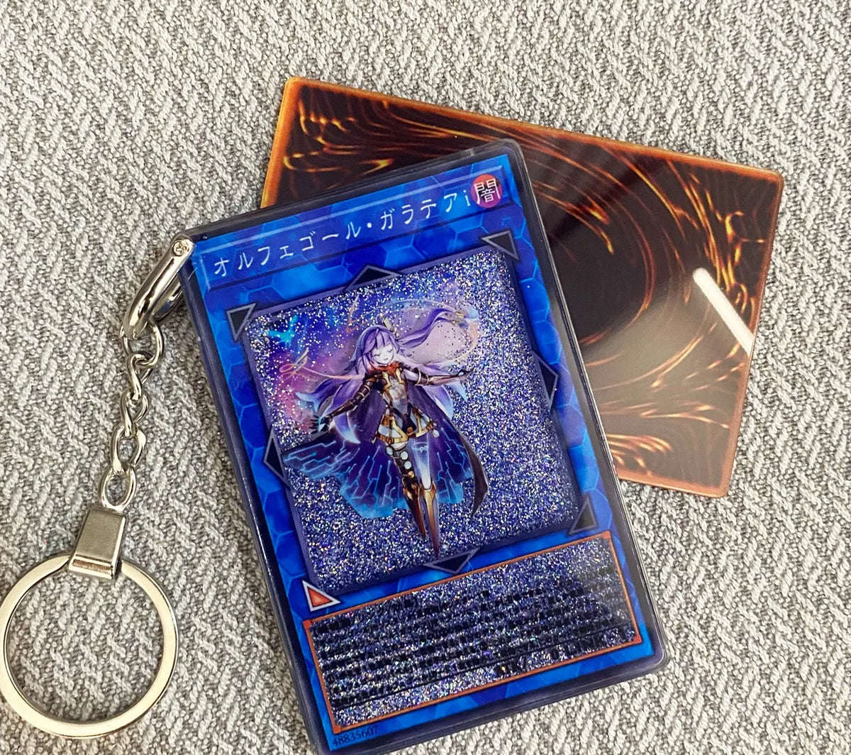 Hot Yu-Gi-Oh! Stardust Dragon Blue-Eyes White Dragon Mind Crush Sand Keychain Glitter Flow Motion Card Holder Collectible Gift Quake sku16