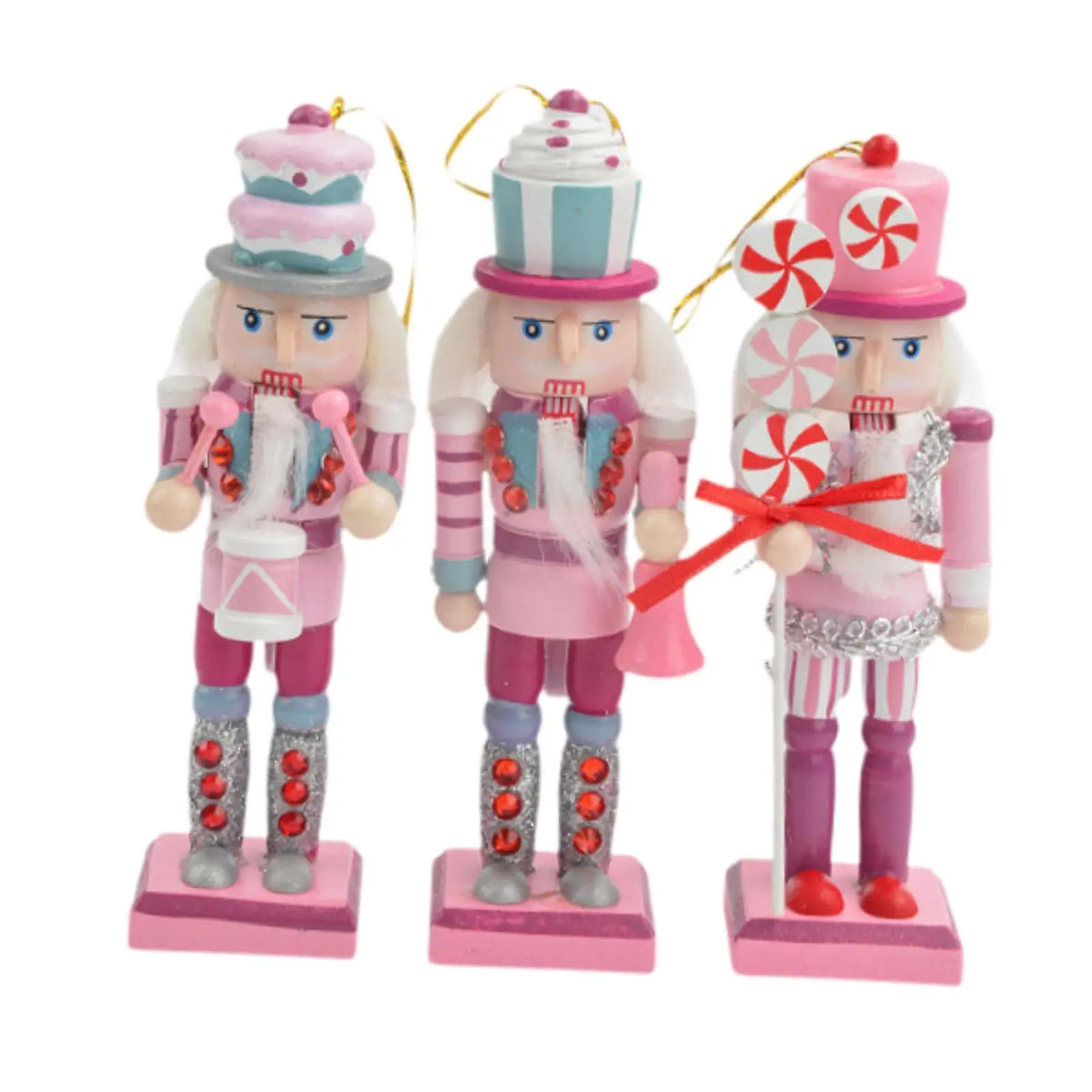 3Pcs Wooden Nutcracker Sculpture Collectible Cartoon Christmas Decoration Mini Nutcracker Figurine for Holiday Decor Quake