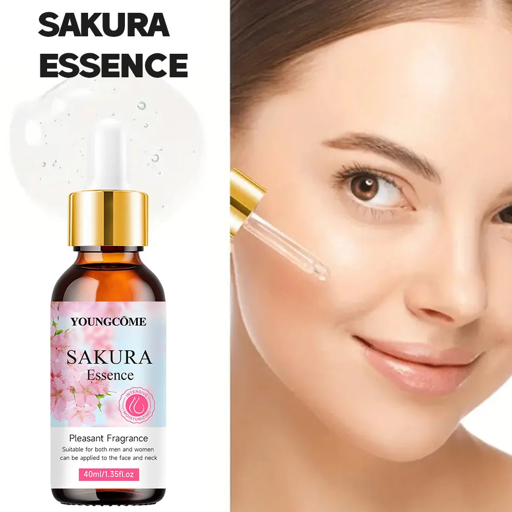 40/60ml Sakura Facial Serum Cherry Blossom Anti Wrinkle Brighting Skin Face Essence Brightening Moisturizing Dry Skin Care Quake