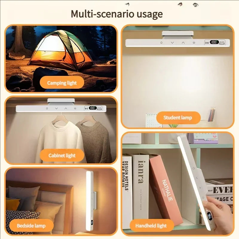 LED Table Lamp Magnetic Hanging USB Rechargeable Desk Lamp 3/5 Color Reading Light Dimmable Cabinet Closet Wardrobe Night Light Quake
