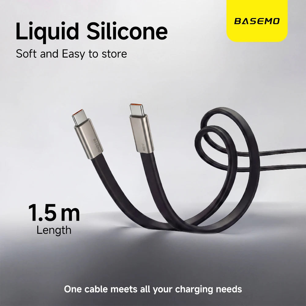 240W 2-in-1 Black/Orange Fast Charging Foldable Bracket Data Cable Type-C to Type-C Data Wire with Phone Tablet Stand Quake