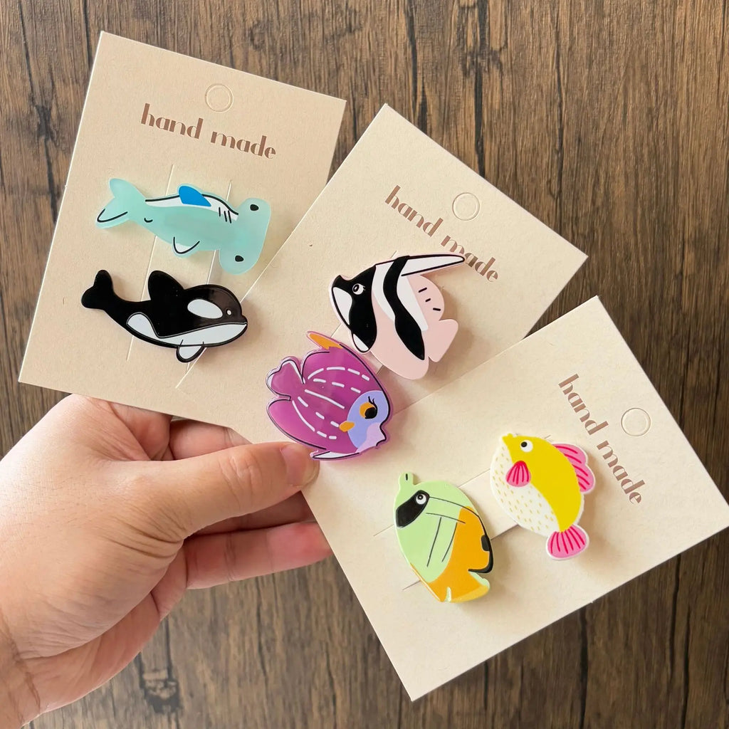 Cute Cartoon Small Fish Bangs Clip Summer Vacation Duckbill Clip Seaside Styling Accessories Acrylic Headwear for Women Girls Quake