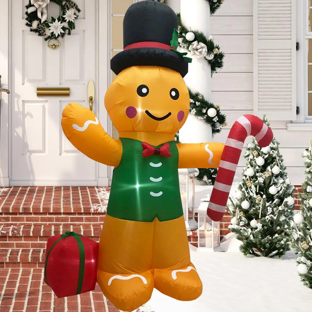 Lighted Inflatable Gingerbread Man Props Ornament Weatherproof Yard Decoration for Yard Vacation Indoor Outdoor Backyard Decor Quake
