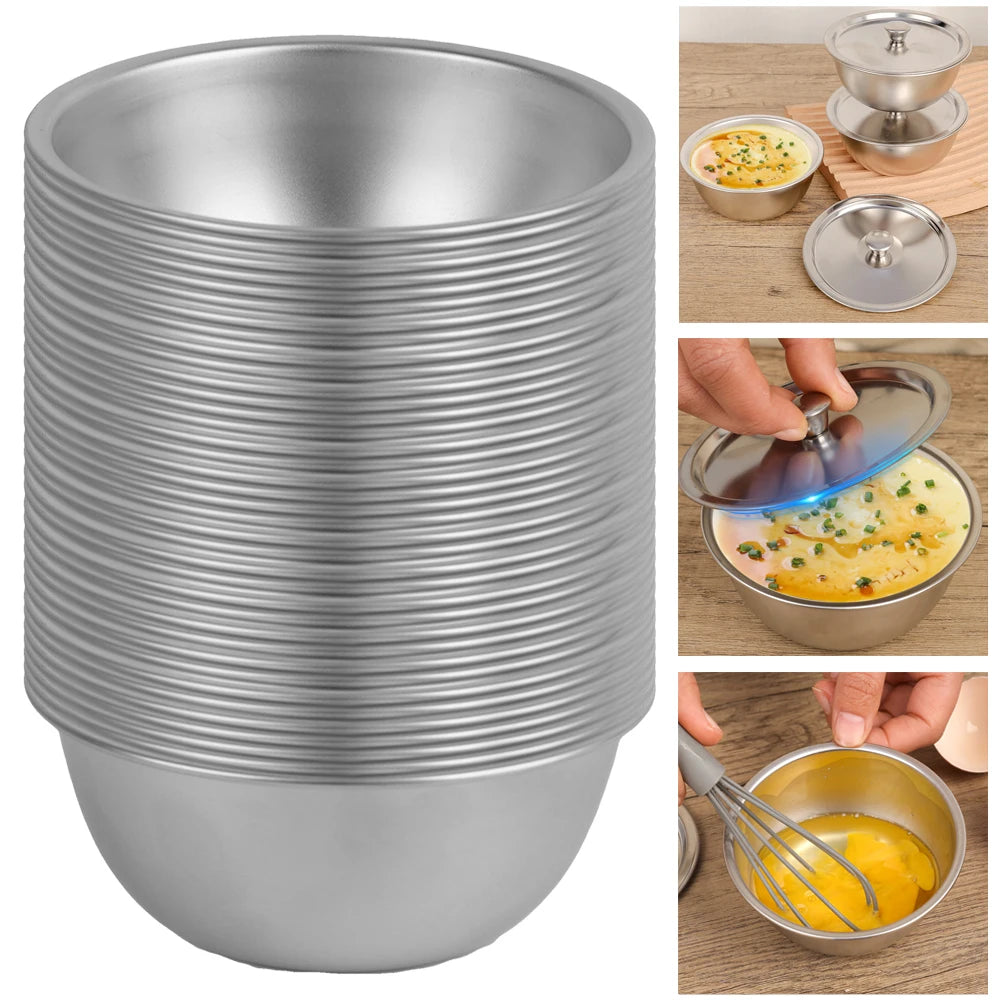 Multifunctional Steamed Egg Bowl with Lids Stainless Steel Fruit Salad Soup Rice Noodles Bowl Food Container Kitchen Tableware Quake