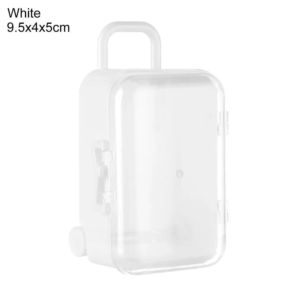 Fashion Plastic Mini Suitcase for Dolls Miniature Toys Trunk Dollhouse Decoration Lovely Small Clutch Jewellery Box Doll Handbag Quake White-9.5x4x5cm