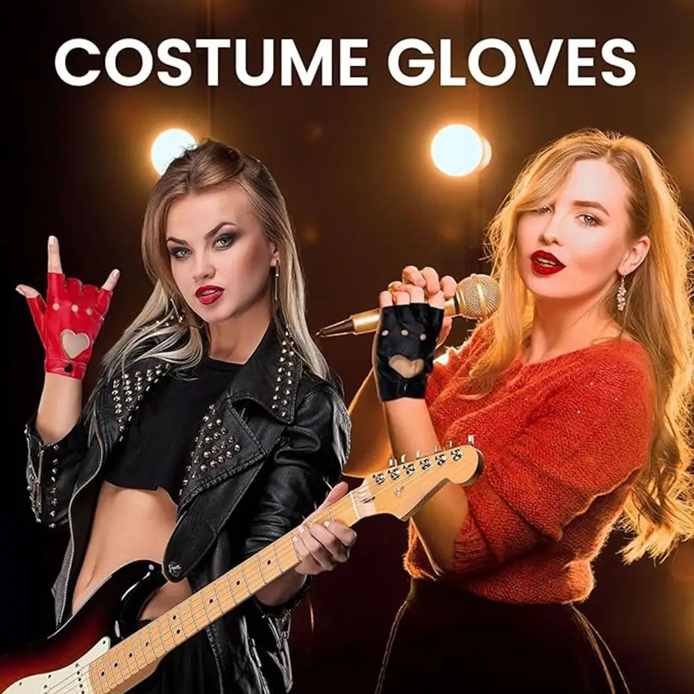 New Fashion PU Leather Fingerless Dance Glove Gothic lolita Jazz Style Driving Dress Performance Mittens Quake