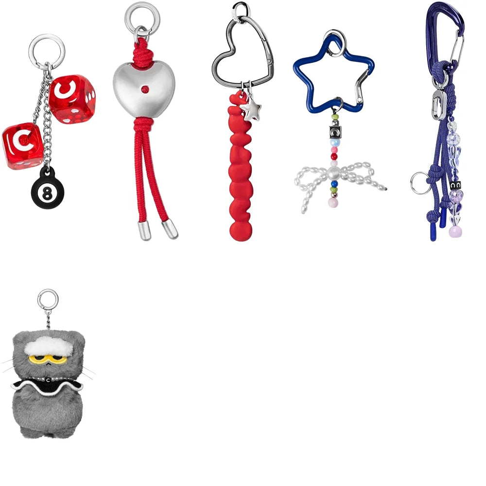 Heart Rabbit Flower Key Ring Pendants Phone Charm Accessories for Galaxy for IPhone 12 13 14 15 16 17 18 Pro Max Case Quake