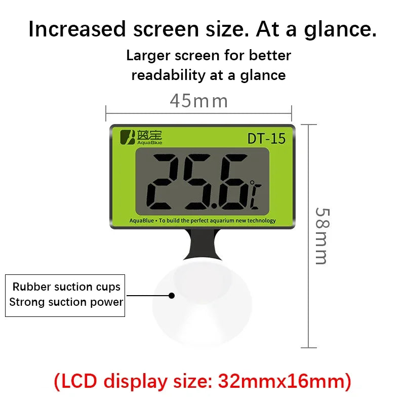 Fish Tank Electronic Digital Aquarium Thermometer LCD High-precision Temperature Measurement Instruments Powerful Suction Cups Quake