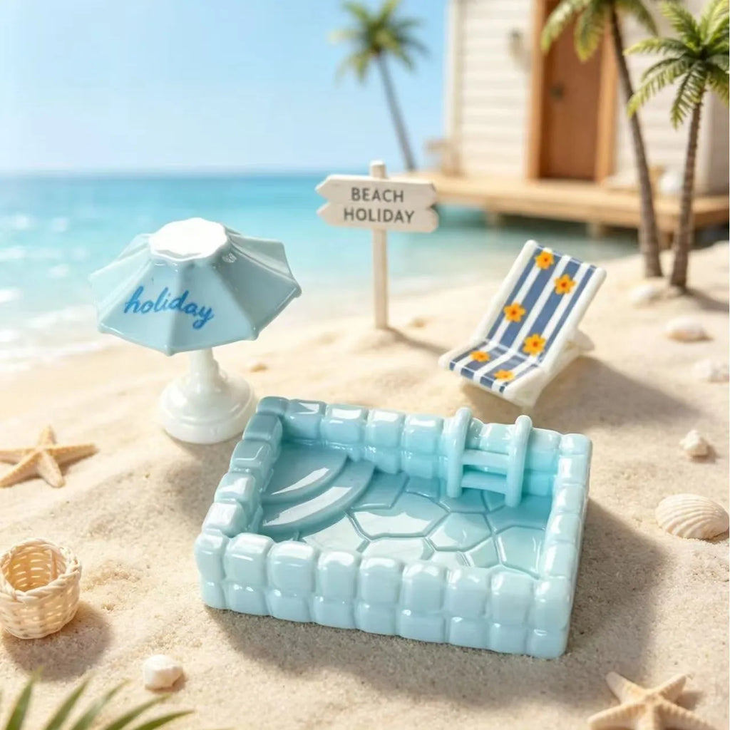 10Pcs Miniature Resin Swimming Pool For Dollhouse Summer Decor Fairy Garden Accessory Tiny Pool Scene Tropical Beach Diorama Quake