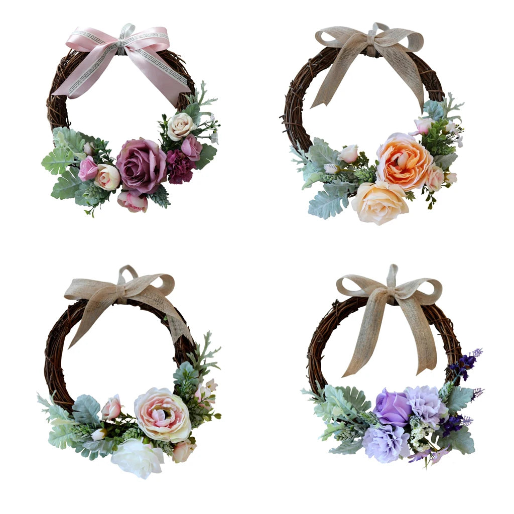 Wedding Decoration Artificial Rose Wreaths Flowers Rattan Garland Rustic Style for Door Wall Chair Decor Quake