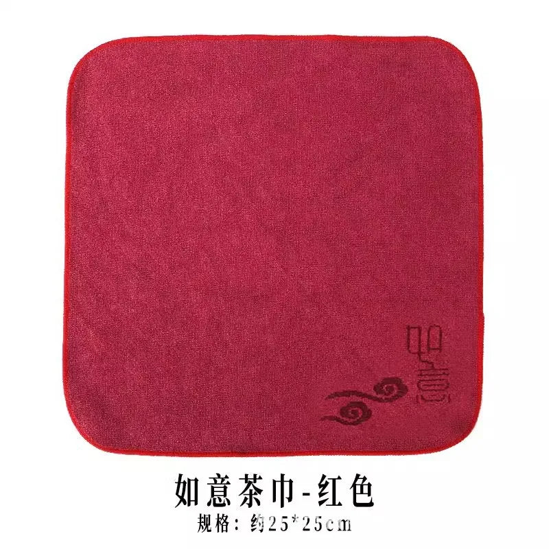 Tea towel ruyi absorbent tea cloth rag tea table tea mat special tea set accessories wiping towel Quake Red 25x25cm