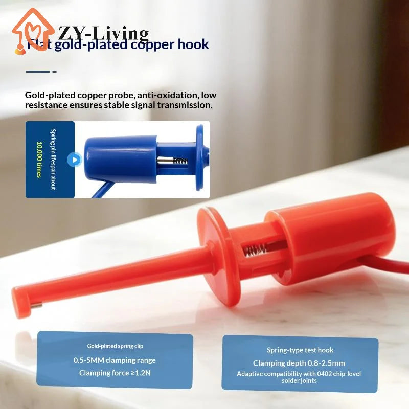 1Pcs Electrical Test Hooks With Male Female Connector Wire Transistor Tester Probe Clip For Multimeter Instrumentation Quake
