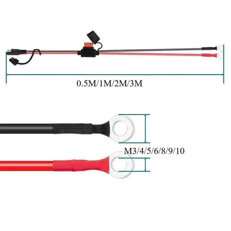 MC4/M3-10 Terminal to SAE Quick Extension Cable Motorcycle Battery Charger Adapter Wire with Optional Fuse Protection 12AWG Quake