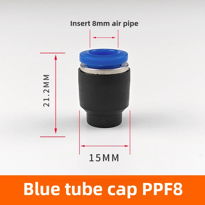 3/5PCS PPF Pneumatic Joints PPF Pipe Caps, Straight-through, Quick Plug Air Hoses, Caps, Pipe Plugs,4/6/8/10/12/14/16 Pipe Plugs Quake PPF-08(Blue) 3pcs