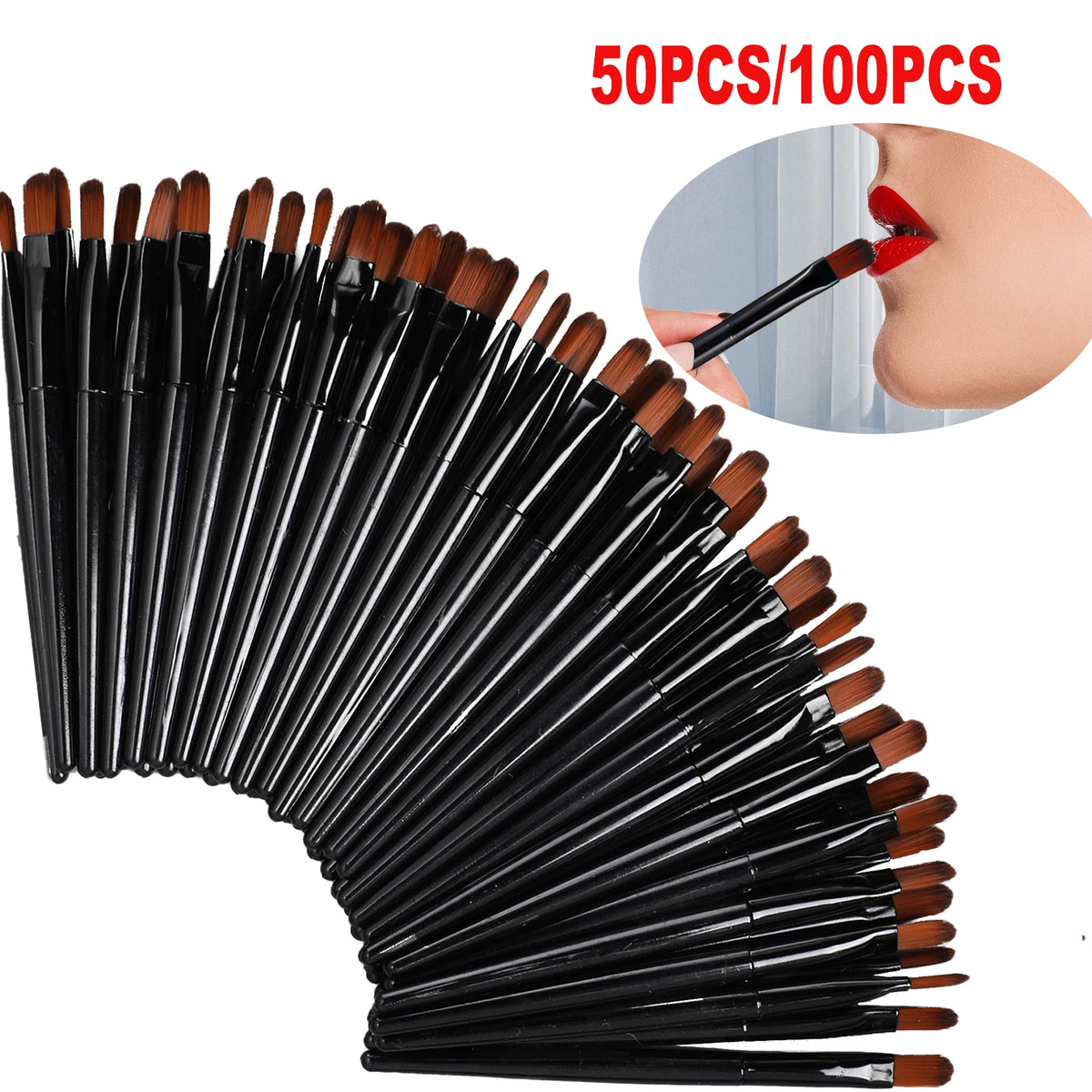 50/100Pcs Disposable Lip Brush Gloss Wands Applicator Makeup Cosmetic Brush Lip Liner Brush Eyeliner Brush Makeup Tools Quake