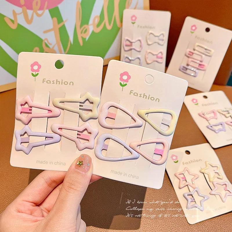 4pcs Cute star little hairpin female side bangs clip broken hairpin Girls women headwear Hair Styling Tools Accessories Quake