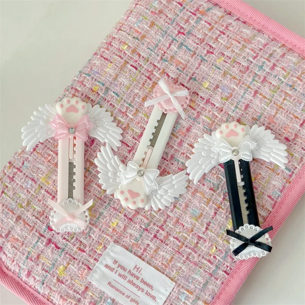 Mini Bowknot Style Utility Knife Lightweight Compact Envelope Opener Cat Paw Exquisite Mail Knife Quake
