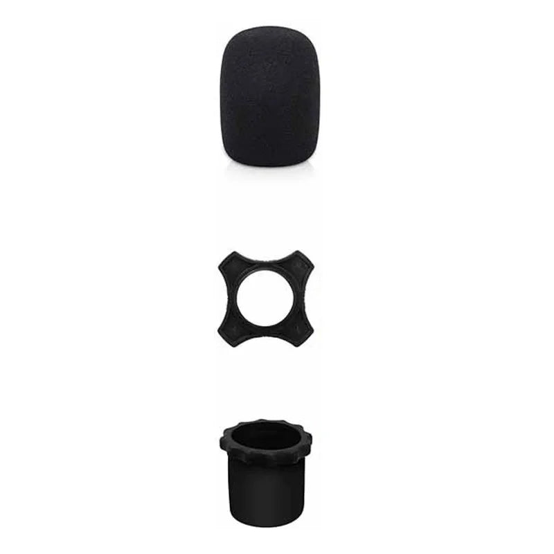 Wireless Handheld Microphone Silicone Ring Anti Rolling,Mic Bottom Rod Sleeve Holder,Microphone Windscreen Sponge Cover Quake style 2 - black